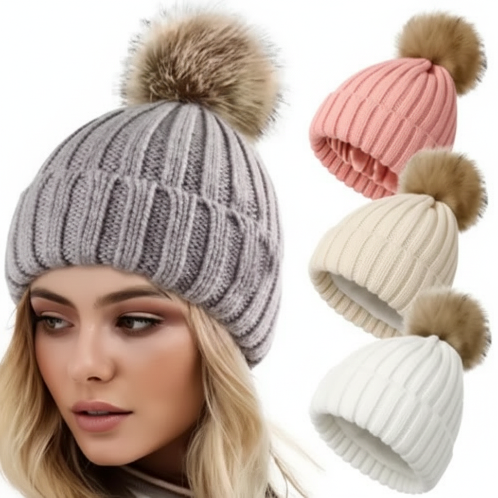 Soft Lined Winter Pom Beanie Women's